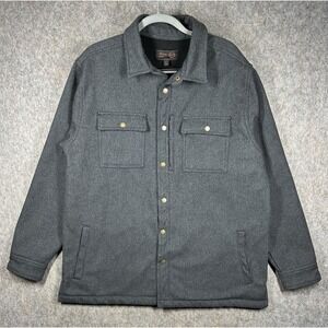 Victory Sportswear Mens Fleece Shacket Jacket Gray Snap Front Size Large